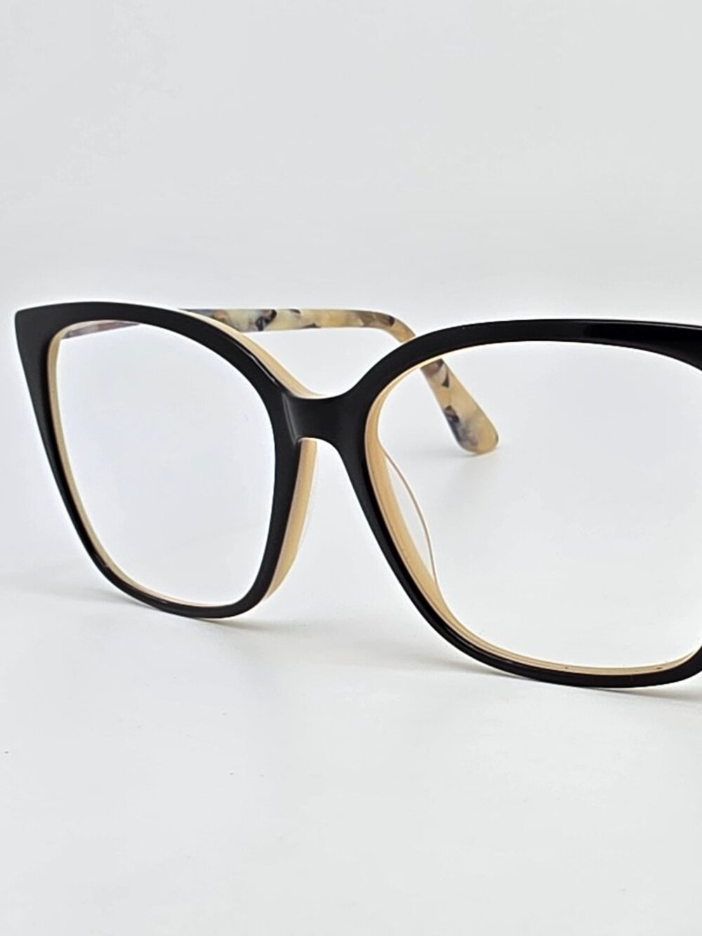 Via Spiga Ludovica 500 Black Cream Tortoise Cat Eye Eyeglasses Frame w Flexhinge